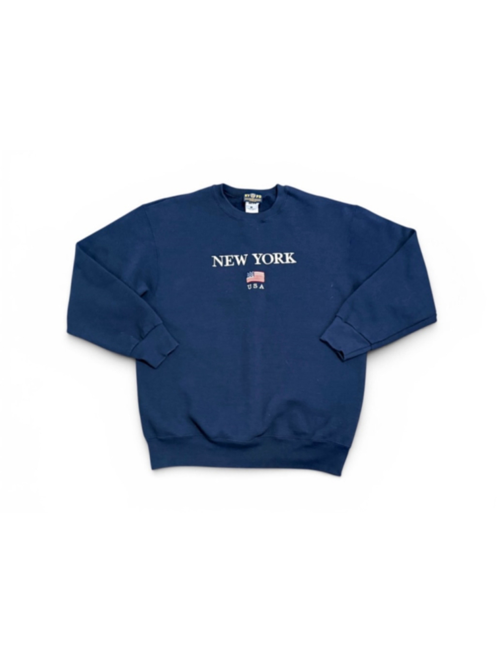 Vintage 2002 NYPD New York Men’s USA Embroidered Crewneck Sweatshirt Navy Sz S - Picture 2 of 8